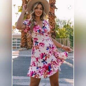 Lovestitch Tinsley Mini Wrap Dress - floral